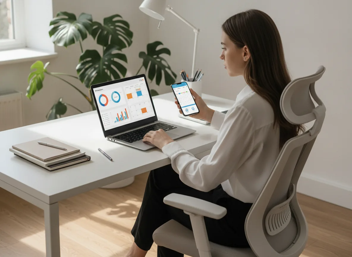 professional social media strategist planning content on laptop